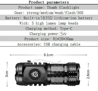 🔥 - Three-eyed Monster Mini Flash Super Power Flashlight